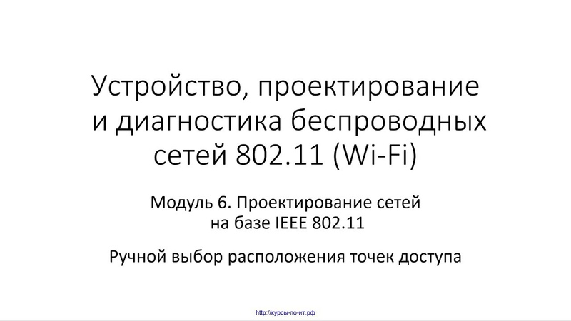 Устройство, проектирование и диагностика беспроводных сетей