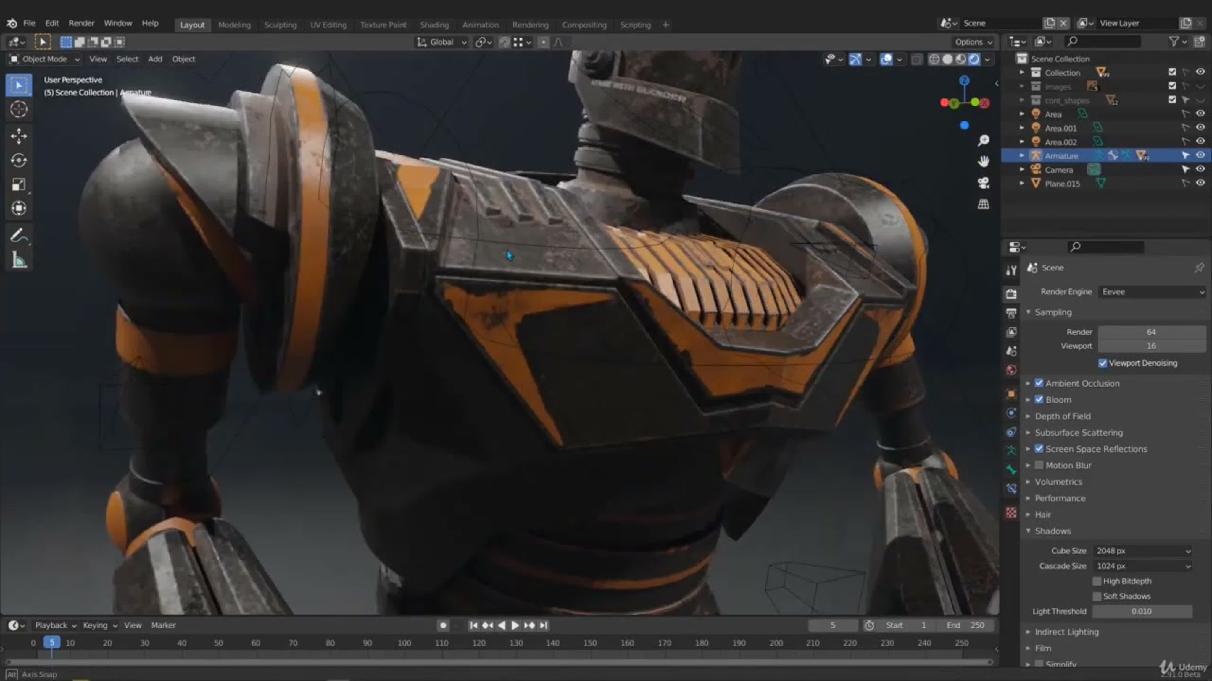 lessons on modeling and animation of a robot in Blender 3D