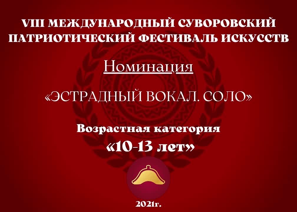 Номинация "Эстрадный вокал. Соло" Возрастная категория: 10-13 лет